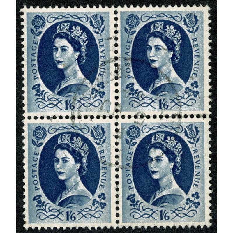 1/6 grey-blue. Fine used block of four. SG 586