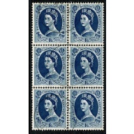 1/6 grey-blue. Fine used block of six. SG 586