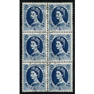 1/6 grey-blue. Fine used block of six. SG 586