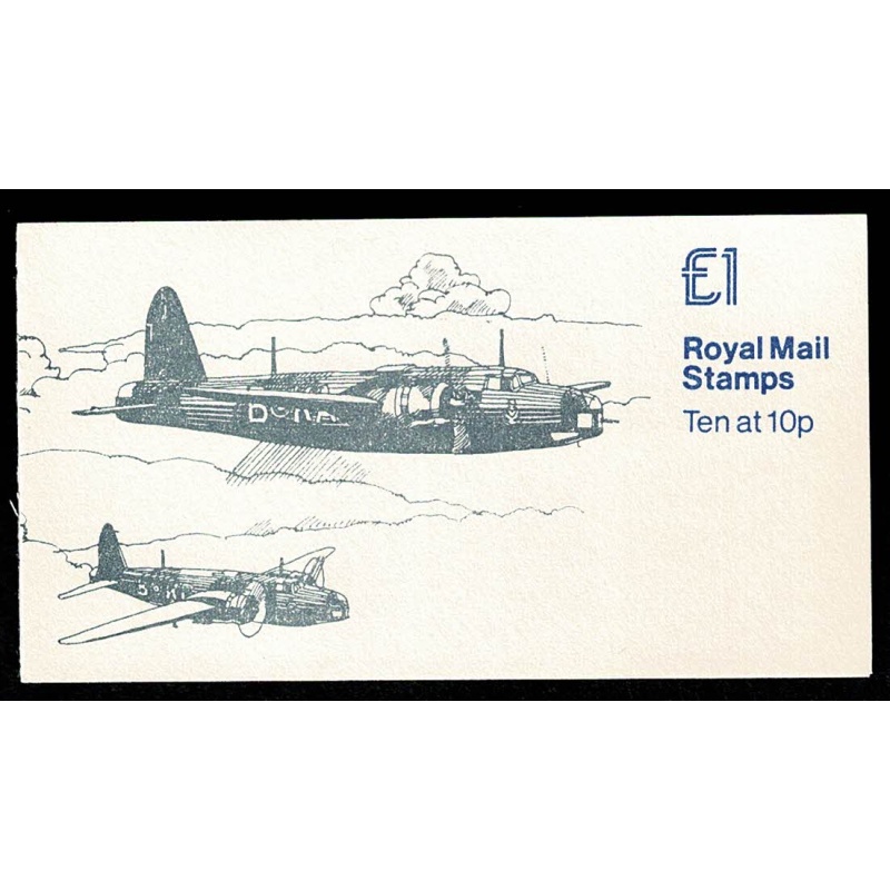 £1 Miltary Aircraft No.4 "Hurricaine & Wellington" Left margin plain pane DP35B. SG FH4a