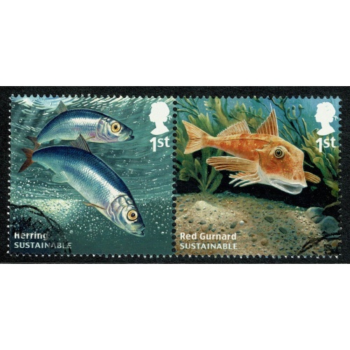 2014 Sustainable Fish. 1st class fine used pair SG 3609/3610.
