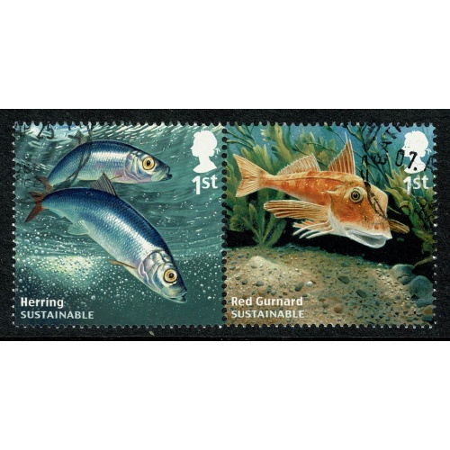 2014 Sustainable Fish. 1st class fine used pair SG 3609/3610.