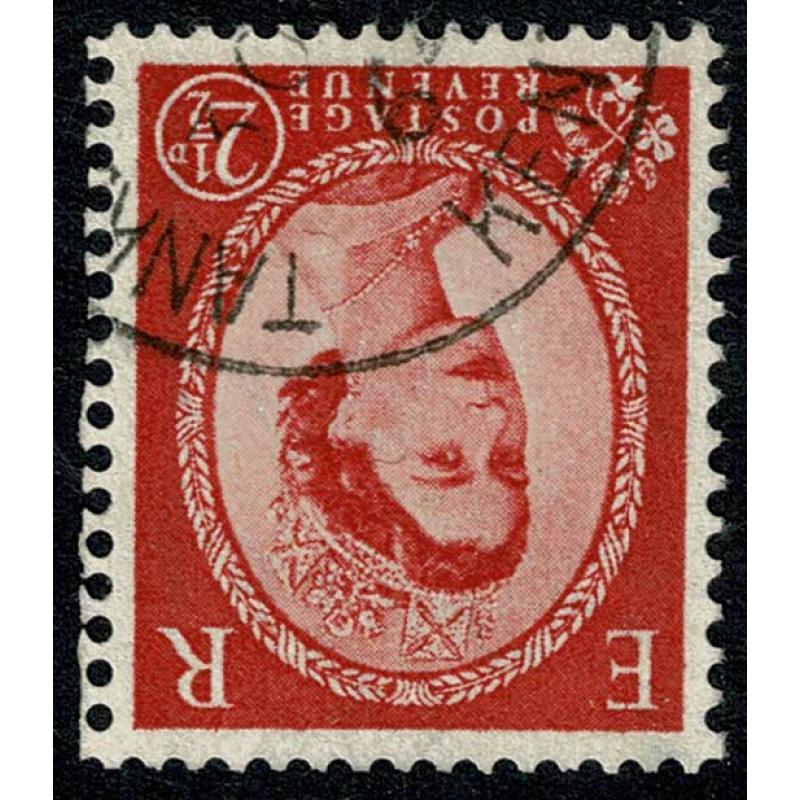 2½d carmine red Type II. 2nd graphite lined issue. WATERMARK INVERTED.  Fine used. SG 591Wi.