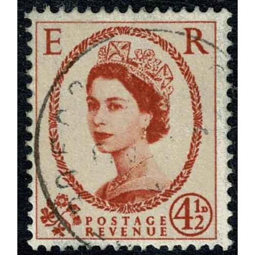 1959 2nd Graphite lines 4½d chestnut. Crowns Wmk. Very Fine Used single. SG 594