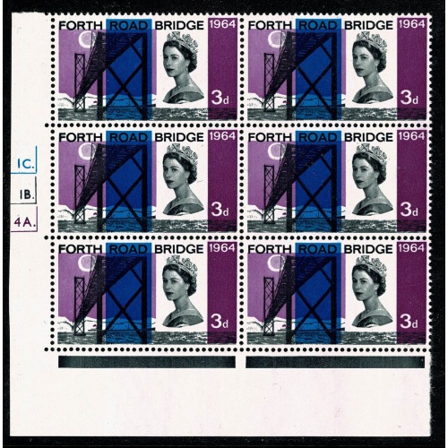 1964 FRB 3d (ord). Cylinder 1C 1B 4A dot. Block of six.