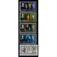 1964 Shakespeare (ord). Fine Used set of 5 values. SG 646-650