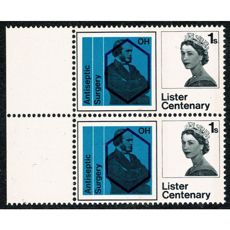 1965 Lister 1/- (phos). Listed variety "retouch to shoulder" SG 668p var