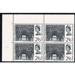 1966 Abbey 2/6. Listed variety "broken horizontal line in top margin" SG 688 var.