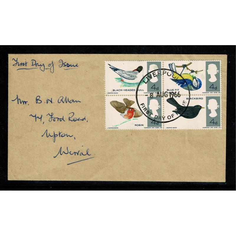 1966 Birds (phos) Missing Reddish Brown SG 698pj-699pj. First Day Cover.