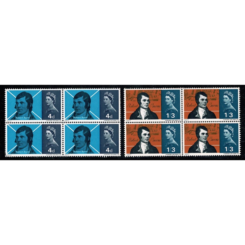 1966 Burns (ord). SG 685-686. UM set of 2 values in block of four.