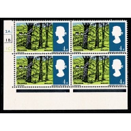 1966 Landscapes 4d (ord). Cyl. 2A 1B 1C dot block of 4. Type A (E/I)