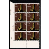 1971 Universities 7½p. Cyl. 2A1B1C Cyl. block of eight. SG 892