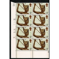 1972 Anniversaries. 3p Cyl. 2A2B3C2E2F2G2H no dot block of eight. SG 901