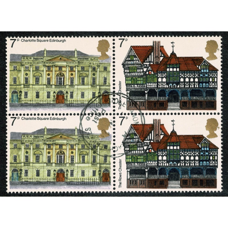 1975 Architecture. 7p se-tenant block of four. . SG 975a. Very Fine Used