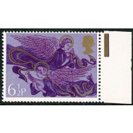 1975 Christmas 6½p. Phoshor blade flaw. EXTRA BROAD PHOSPHOR BAND AT RIGHT.  SG 993 var.