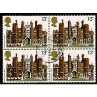 1978 Buildings 13p. Fine used block of four. SG 1057