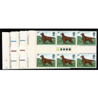 1979 Dogs. Traffic Light Gutter blocks of six. Set of 4 values.