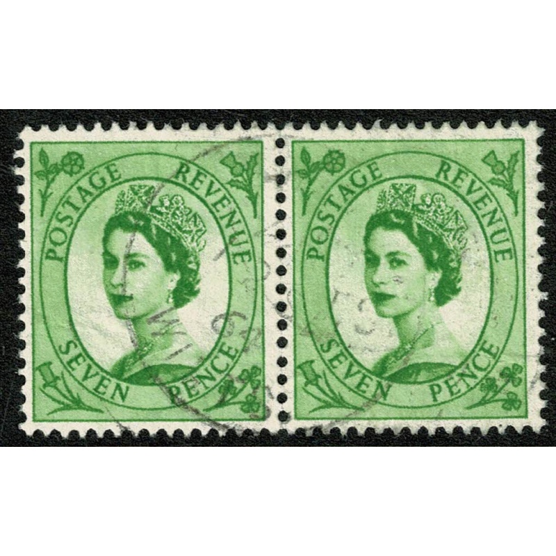 7d bright green. Fine used pair. SG 580