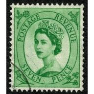 7d bright green. Fine used single. SG 580