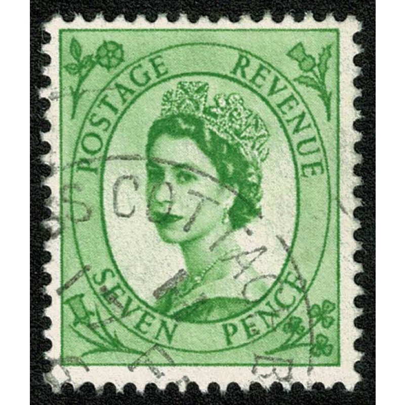 7d bright green. Fine used single. SG 580