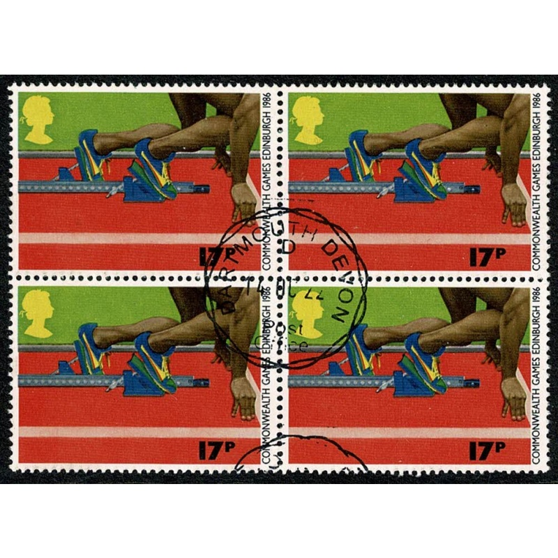 1986 Commonwealth Games 17p. Fine Used block of four. SG 1330