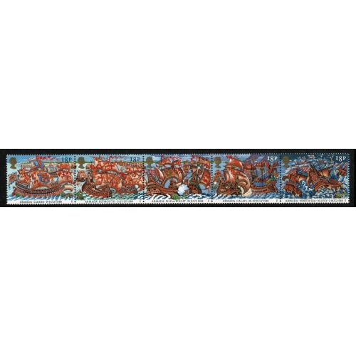 1988 Armada. 18p se-tenant strip of 5. Unmounted Mint SG 1400-1404