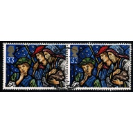 1992 Christmas 33p. Fine used pair. SG 1637