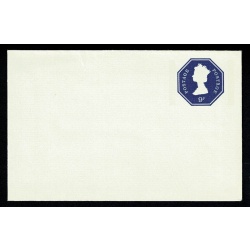 9p Dark Blue. Size O. 95x145mm. 2 Phos Band. Stamp 29.5 mm high. H&B EP123b. No space for postcode on flap.