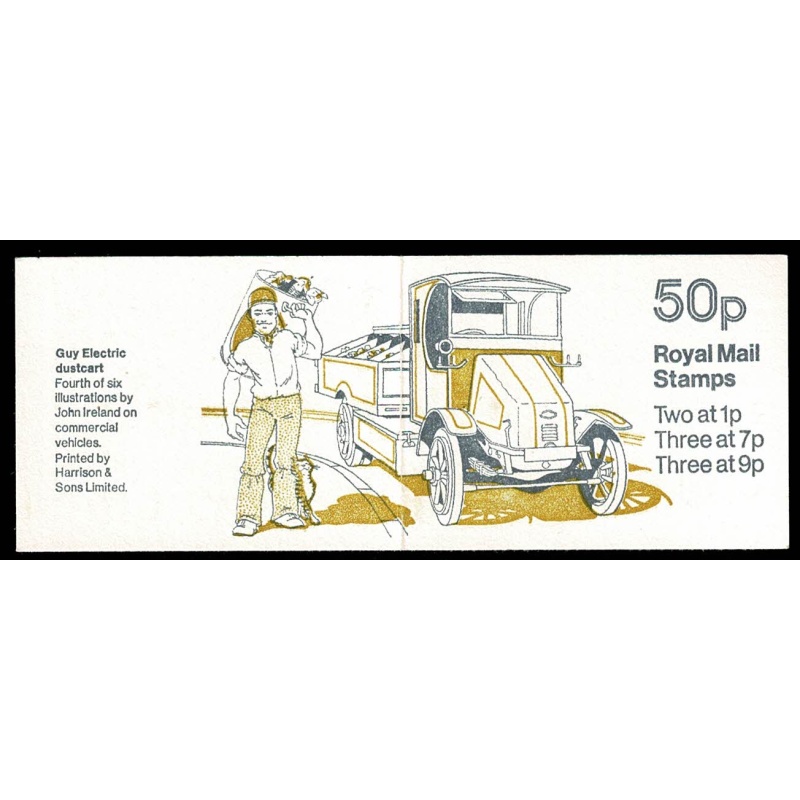 50p Commercial Vehicles No.4 "Guy Electric dustcart". 7p Right Band. DP28 Perf E1. SG FB6a