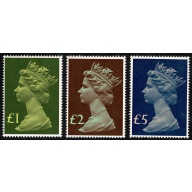 1977 £1 - £5 set of 3 values. Unmounted Mint.