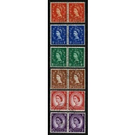 1960-67 Phosphor Issue. Wmk Multiple Crowns. Set in fine used pairs. SG 610-618a