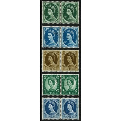 1960-67 Phosphor Issue. Wmk Multiple Crowns. Set in fine used pairs. SG 610-618a